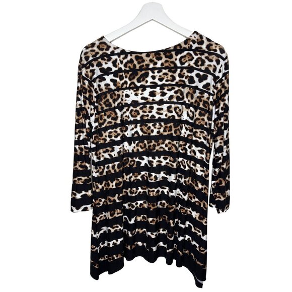 Ruby Rd Leopard Stripe Long Sleeve Top M Black Brown Sequin Detail Animal Print - Picture 9 of 12